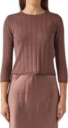 Max Mara Zijden Crew Neck Sweater - Dames - Ronde hals truien - Paars - S - Katoen - Truien & Vesten