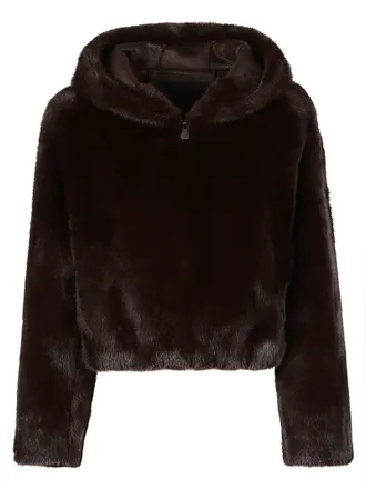 Pinko Gasteria Polyester Faux Fur Hooded Jacket