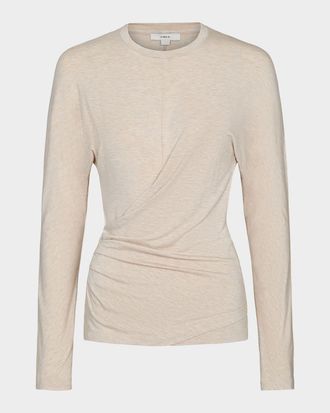 Vince Fixed-Drape Long-Sleeve Blouse