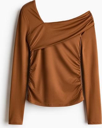 H&M Drapiertes One-Shoulder-Top - Beige