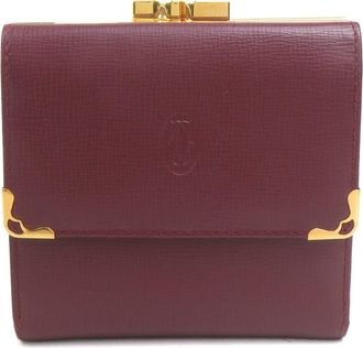 Cartier Bordeaux Leather Wallet (Tri-Fold) (Pre-Owned)