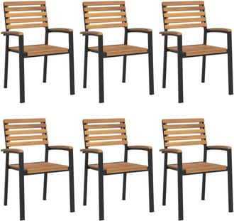 vidaXL Stackable Garden Chairs 6 pcs Solid Wood Acacia and Metal vidaXL