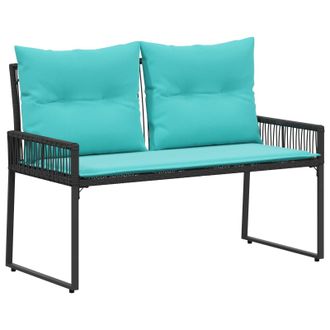 vidaXL Banco De Exterior 4 Pcs Negro Y Turquesa Rat&aacute;n Sint&eacute;tico Vidaxl