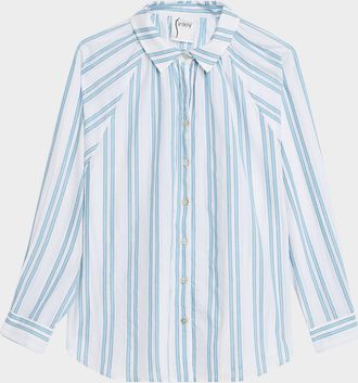 Finley Dylan Striped Raglan-Sleeve Cotton Shirt