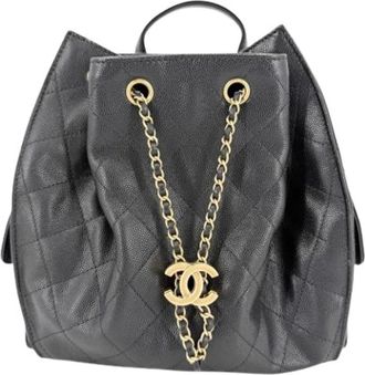 Chanel Pre-owned Vintage Rugzak - Dames - Vintage Rugzakken - Zwart - ONE Size - Leer - Vintage