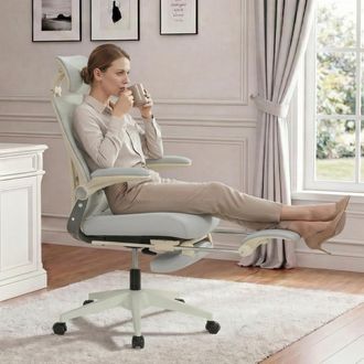 STILVORA Stilvora Sedia Da Ufficio Ergonomica Regolabile Con Poggiatesta 3d E Poggiapiedi, In Schiuma, Grigio