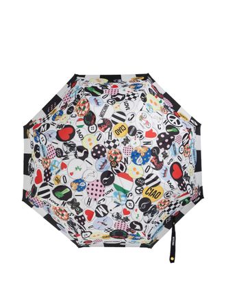Moschino striped patterned umbrella - Wit
