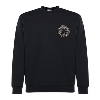 Stone Island Sweatshirts, male, Blue, Size: 2XL Cotton Crewneck Sweatshirt
