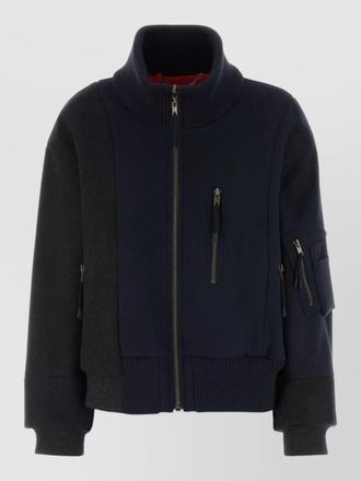 Maison Margiela wool bomber jacket high collar arm pocket