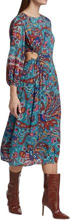 BA&SH Womens Monica Cut Out Midi Dress Blue