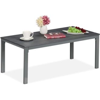 Relaxdays Relaxdays Tavolino Basso da Balcone, Resistente alle Intemperie, HLP 39 x 98 x 48 cm, Tavolo da Caff&egrave; da Esterno, Grigio