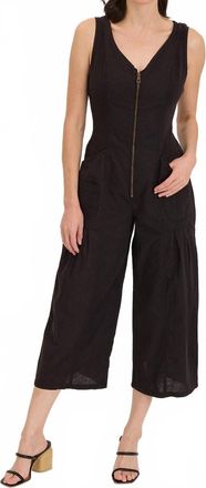 Xcvi Linen Macgowan Wide Leg Cargo Jumpsuit In Black