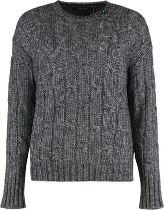 Max Mara Grijze Sweater Collectie - Dames - Ronde hals truien - Grijs - L - Truien & Vesten