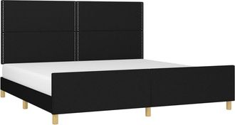 vidaXL Cama Sin Colch&oacute;n Tela Negro 200x200 Cm Vidaxl