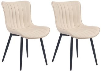 Clp Clp - Set De 2 Sillas De Comedor Largo En Terciopelo O Polipiel Crema Simil Cuero