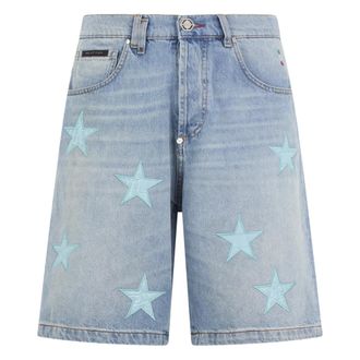 Philipp Plein Hombre, Pantalones cortos, Azul, Talla: W34