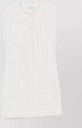 Iro mini dress with round neck and frayed edges