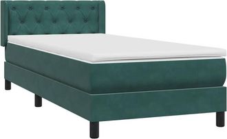 vidaXL Cama box spring con colchón terciopelo verde oscuro 80x220 cm Vidaxl