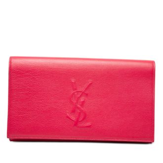 Saint Laurent Pre-owned Womens Large Leather Belle De Jour Clutch - Poppy - One Size
