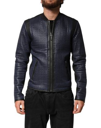Dolce & Gabbana Blue Nylon Full Zip Bomber Men Mens Jacket