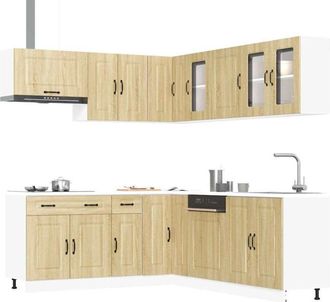 vidaXL Vidaxl - Mueble Cocina Kalmar Roble Sonoma 11 Pzas Madera Contrachapada