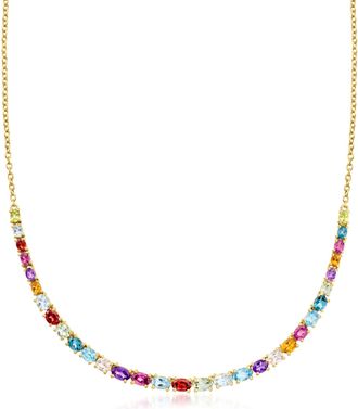 Ross-Simons Multi-Gemstone Necklace in 18kt Gold Over Sterling
