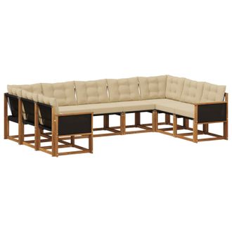 vidaXL Conjunto De Sof&aacute;s De Exterior Con Coj&iacute;n 9 Pcs Natural Y Beige Vidaxl