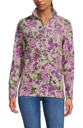 Lands End Anyweather Fleece Quarter Zip Pullover in Soft Mineral Blush Floral at Nordstrom, Size X-Small