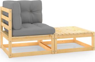 vidaXL Set De Muebles De Jard&iacute;n 2 Piezas Con Cojines Madera De Pino Vidaxl