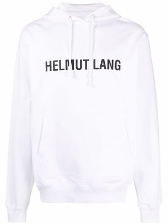 Helmut Lang logo-print drawstring hoodie - men - Cotton - S - White