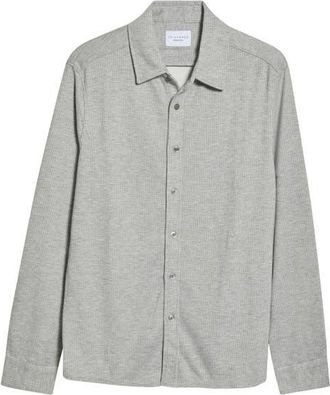 7 Diamonds Generation Pinstripe Double Knit Button-Up Shirt in Grey at Nordstrom, Size X-Large