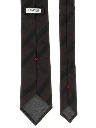 Brunello Cucinelli Regimental Silk Necktie - Brown