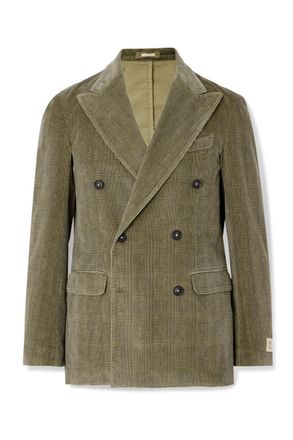 Massimo Alba Monster Double-Breasted Prince of Wales Checked Cotton-Blend Corduroy Blazer