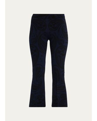 High Sport Cosmic Paisley Flared-Leg Crop Pants