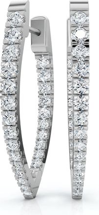 Pompeii3 90Ct Diamond Hoops Inside Outside Gold Lab Grown 1 Tall