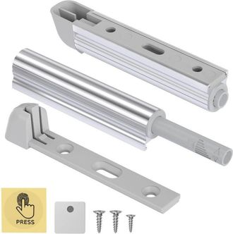 OEM Juego De 2 Pestillos Magn&eacute;ticos De Apertura Por Presi&oacute;n Para Puertas De Armarios De Cocina, Sistema De Cierre Para Cajones, Color Plata