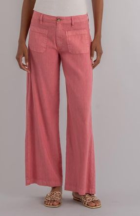 Kut from the Kloth Meg Patch Pocket High Waist Wide Leg Linen Blend Pants in Flamingo at Nordstrom, Size 16