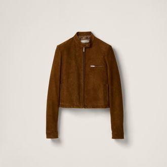 Miu Miu Suede Jacket, Woman, Olive Green, Size 36