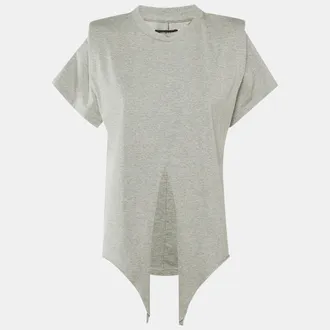 Isabel Marant Grey Cotton Belita Front Tie Detail Top