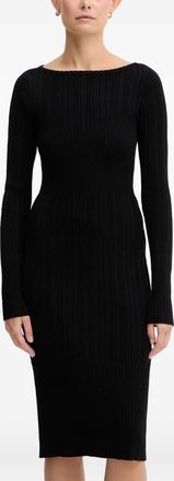 Twin-Set logo-plaque ribbed dress - women - Polyester/Viscose - L - Black