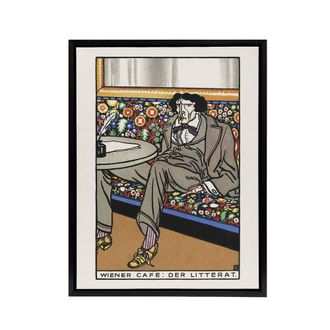 Artery8 Viennese Cafe The Man of Letters Moriz Jung Framed Canvas Wall Art | Size: W24 x H32