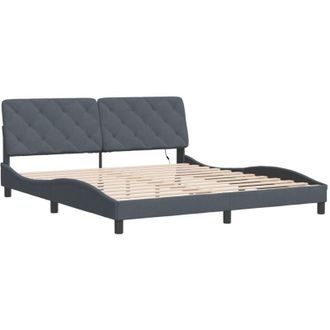 vidaXL Estructura Cama Con Luces Led Terciopelo Gris Oscuro 180x200 Cm Vidaxl