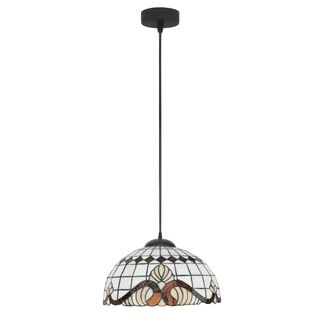 OEM L&aacute;mpara De Techo Colgante Negra Con Pantalla De Vitral Wit 15-094z