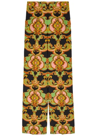Etro Patterned Straight-leg Silk Trousers - Black - 42 (UK10 / S)