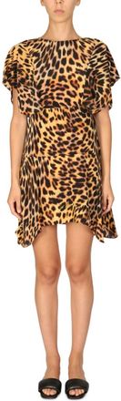 Stella McCartney Leopard Animal Print Round Neck Mini Dress