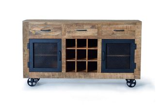 Giner&Colomer Aparador industrial madera de mango y patas metal color natural