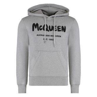 Alexander McQueen Alexander McQueen, Hoodies, male, Gray, Size: 2XL Cotton Hoodie