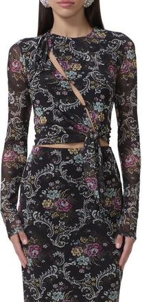 AFRM Chaya Floral Asymmetric Cutout Top in Ornate Floral at Nordstrom, Size X-Large