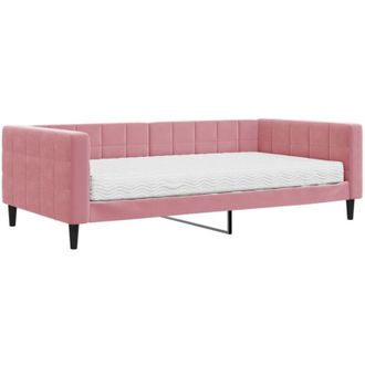 vidaXL Vidaxl - Sof&aacute; Cama Con Colch&oacute;n Terciopelo Rosa 100x200 Cm