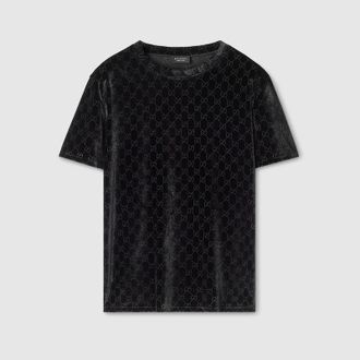 Gucci GG Stretch Velvet Devor&eacute; T-shirt, Size XXXL, Black, Ready-to-wear